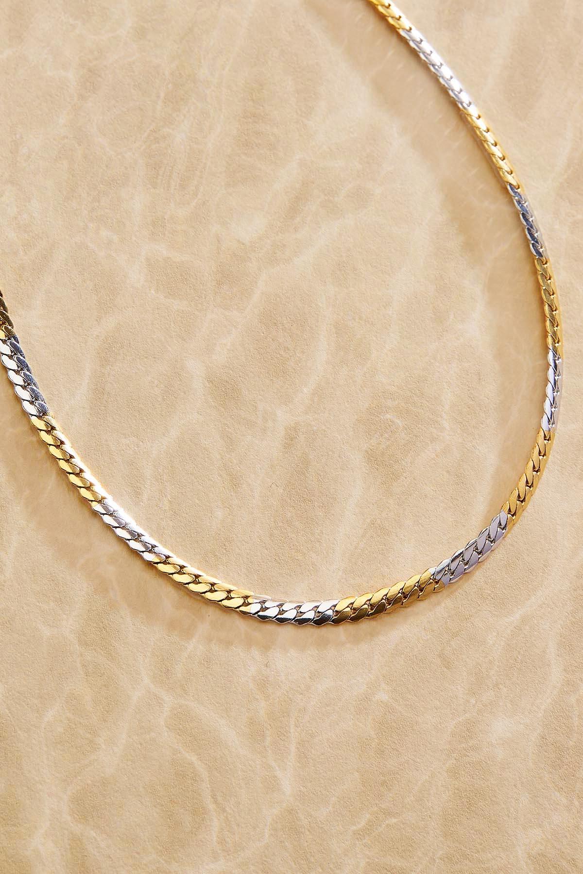 waterproof two tone snake chain necklace Versona Jewelry