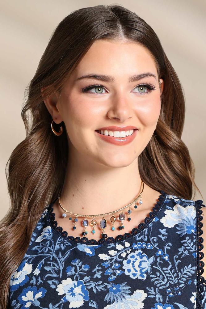 glass charm gold collar necklace Versona Jewelry
