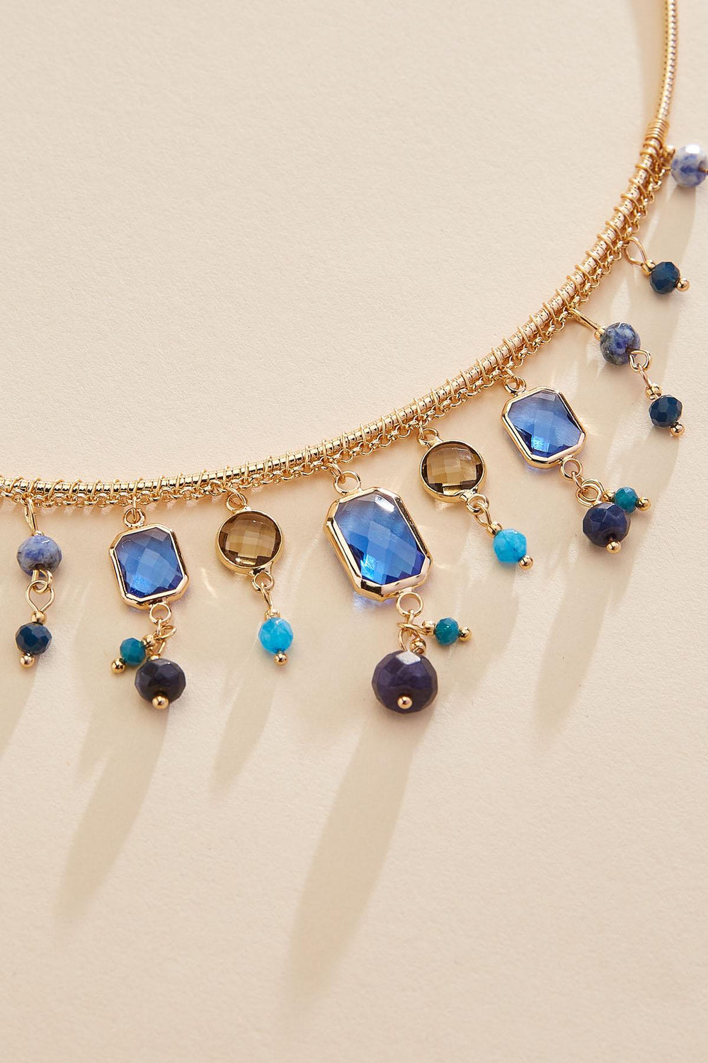 glass charm gold collar necklace Versona Jewelry