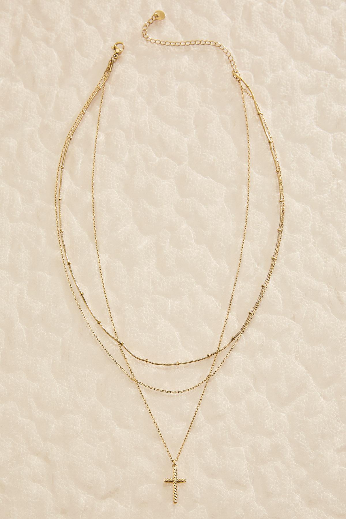 waterproof layered cross necklace Versona Jewelry