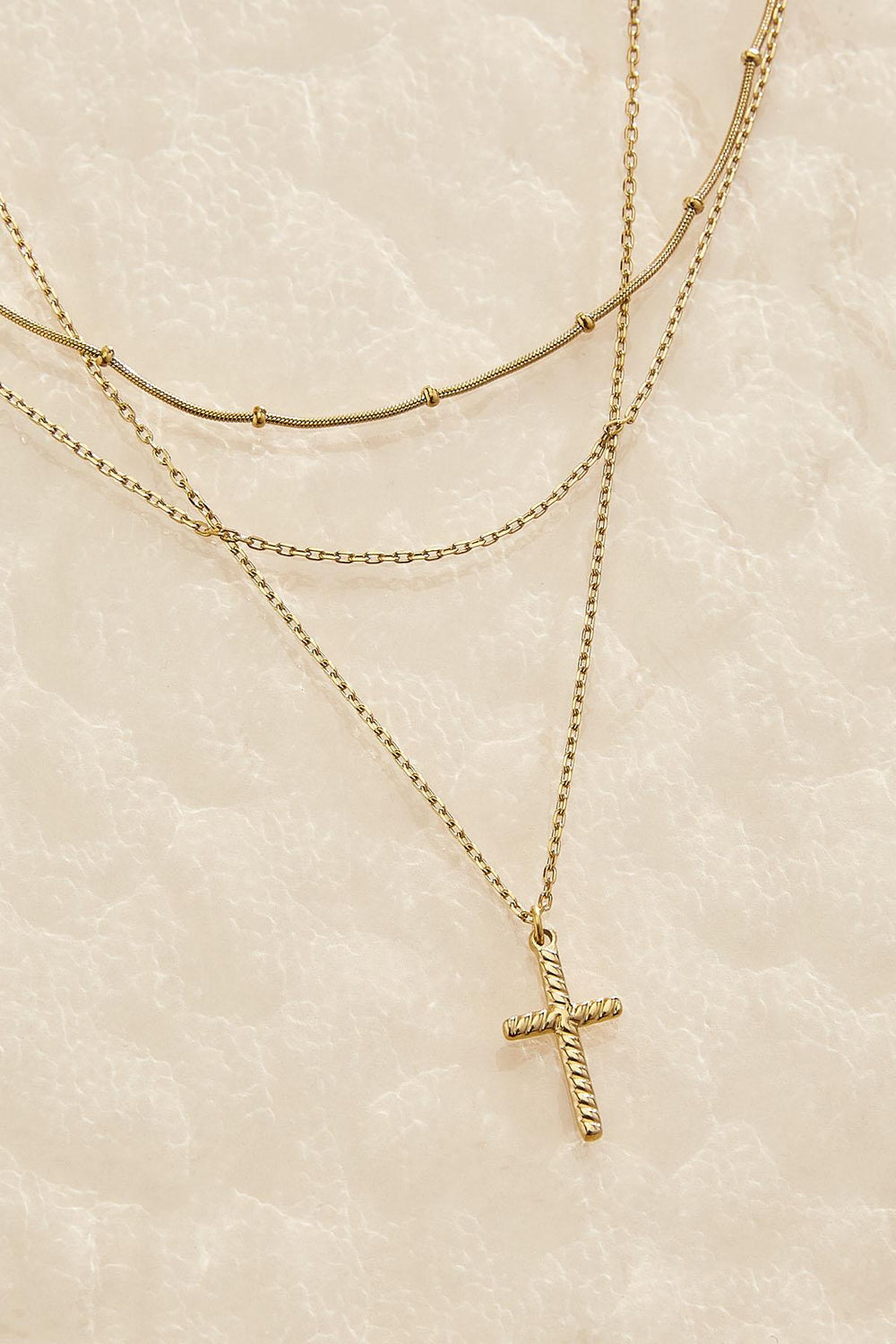 waterproof layered cross necklace Versona Jewelry