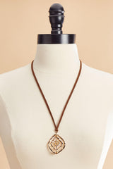 hammered gold open diamond corded necklace Versona Jewelry