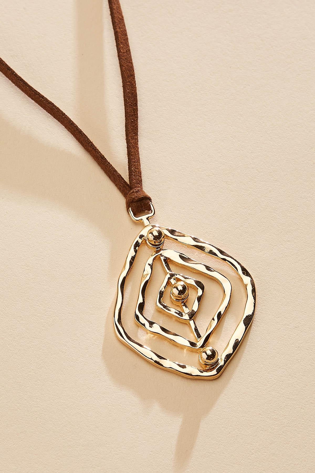 hammered gold open diamond corded necklace Versona Jewelry