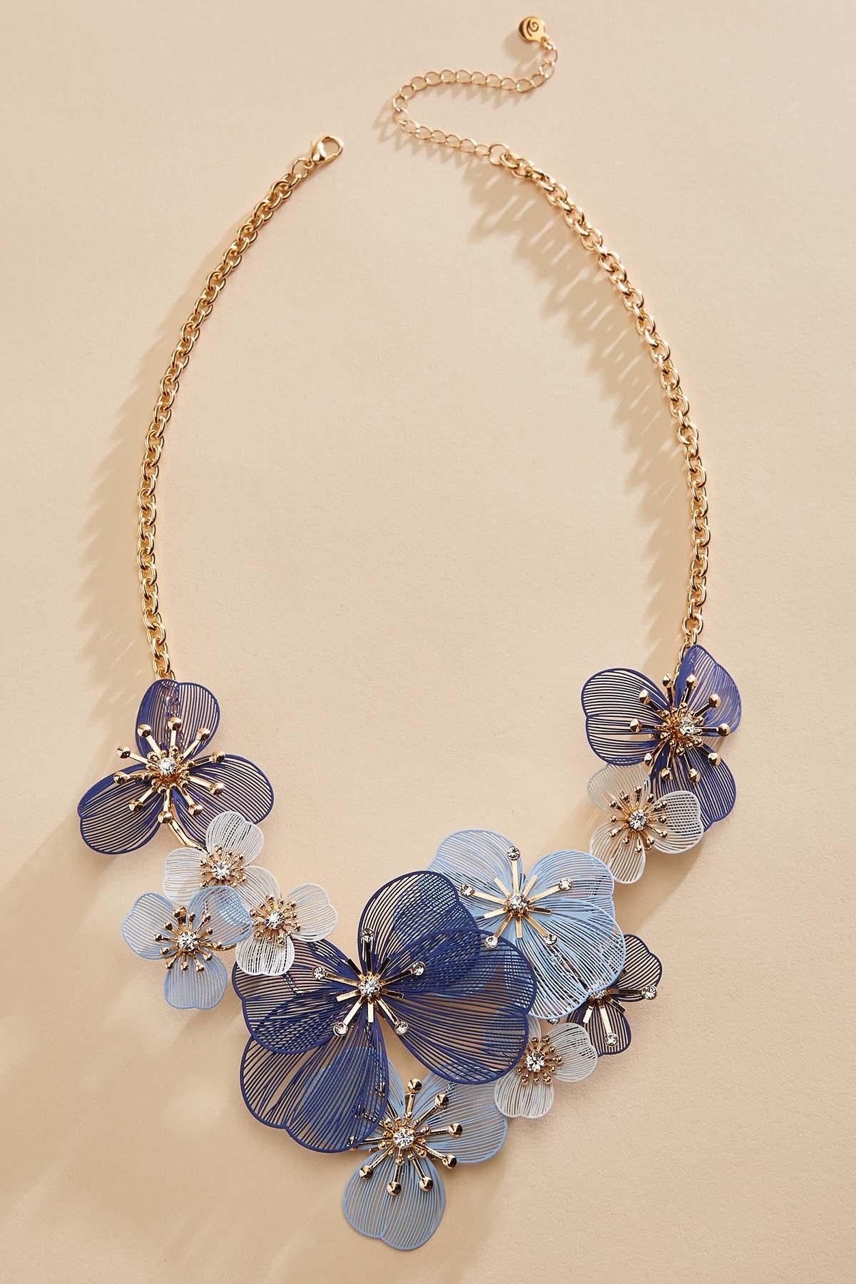 blue multicolor rubber floral necklace Versona Jewelry
