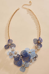 blue multicolor rubber floral necklace Versona Jewelry