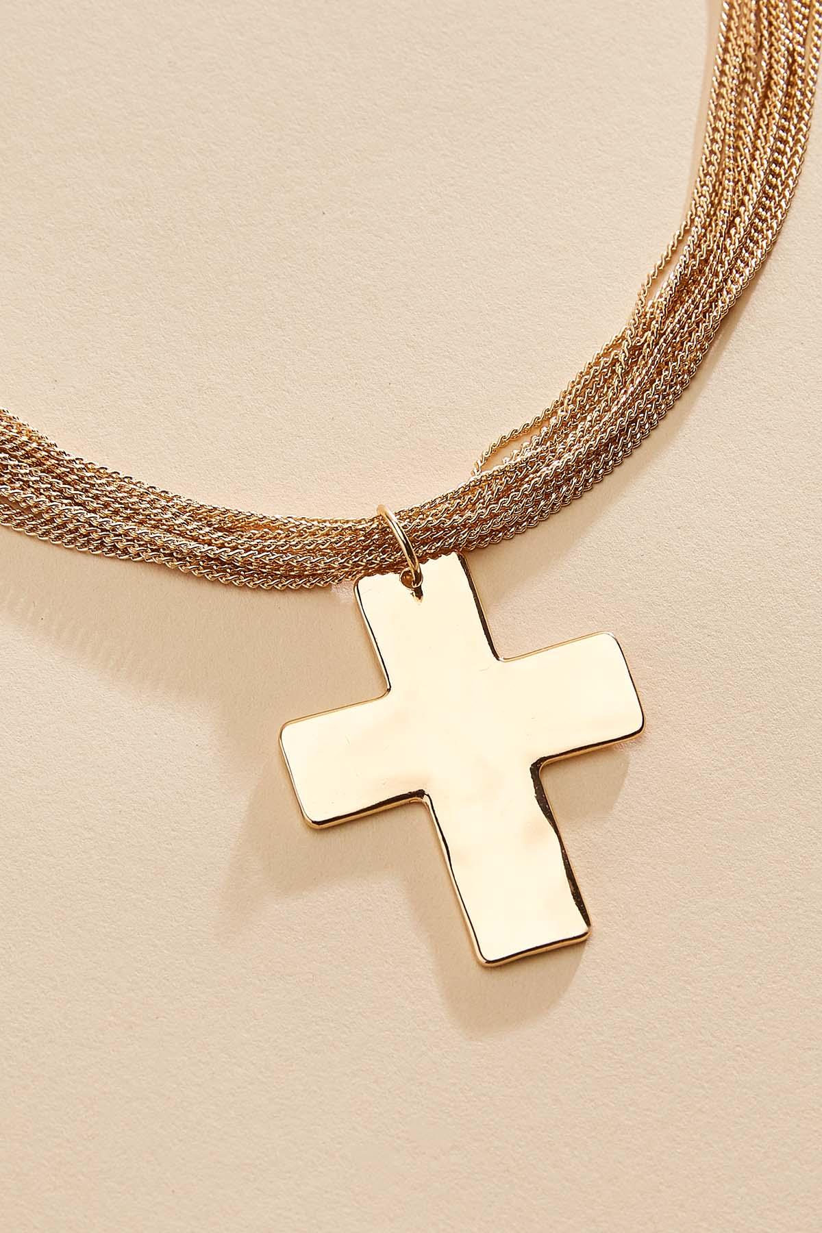 gold cross pendant statement necklace Versona Jewelry