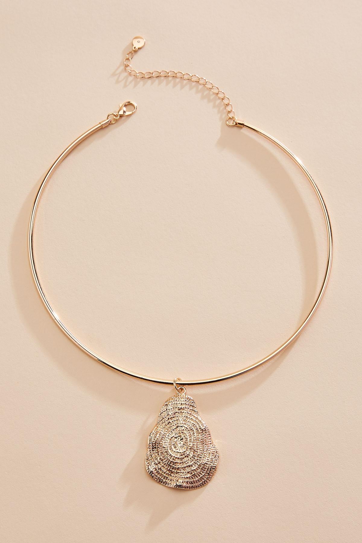 textured gold pendant wire choker necklace Versona Jewelry