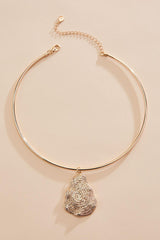textured gold pendant wire choker necklace Versona Jewelry