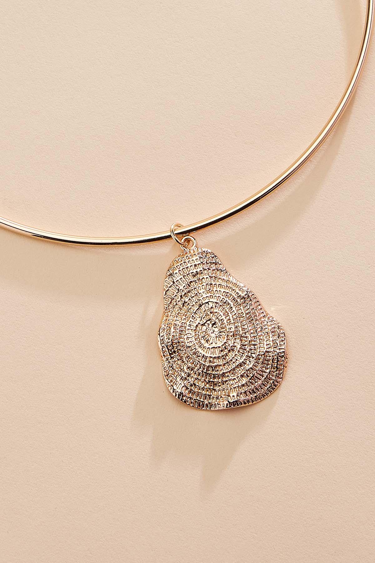 textured gold pendant wire choker necklace Versona Jewelry