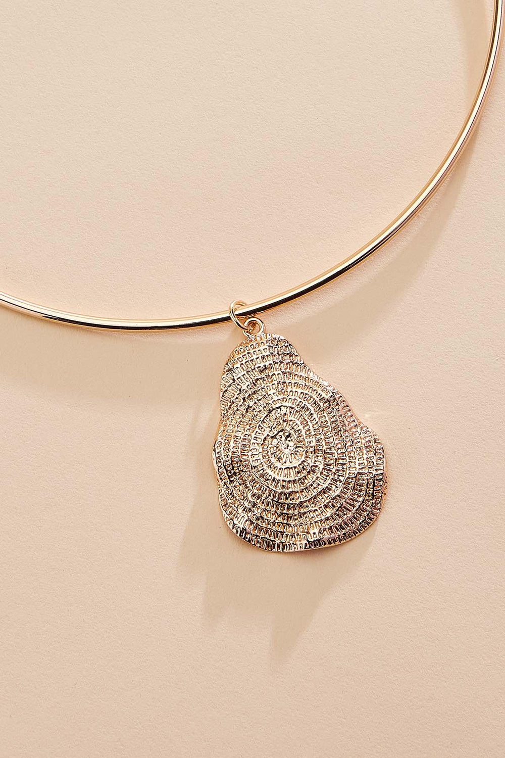 textured gold pendant wire choker necklace Versona Jewelry