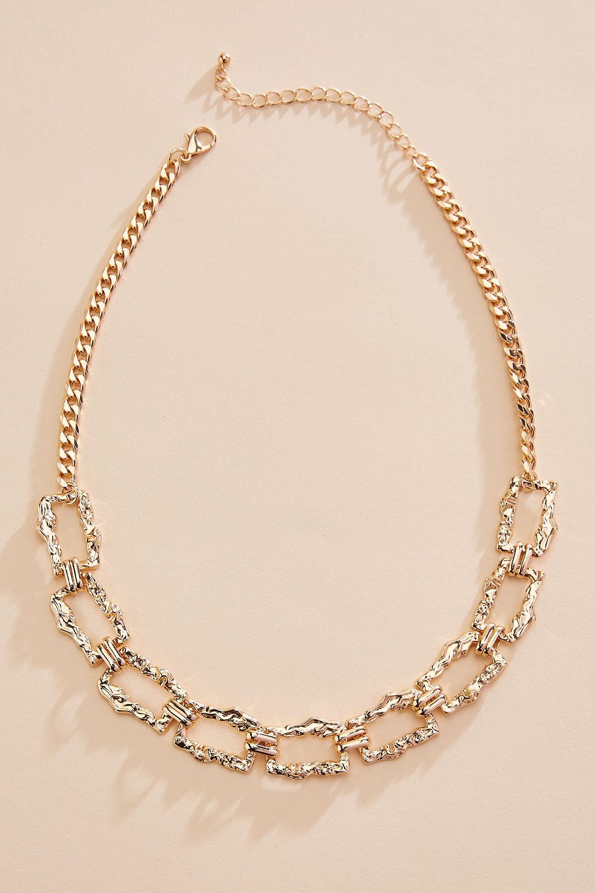 hammered gold rectangle chain necklace Versona Jewelry