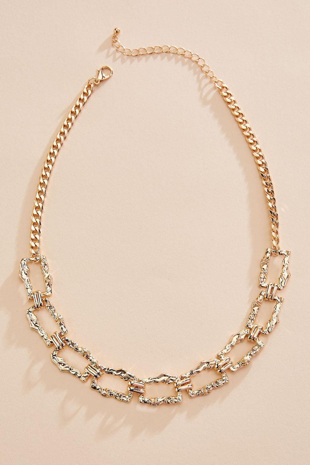hammered gold rectangle chain necklace Versona Jewelry