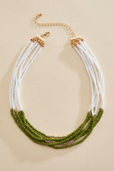 white green seed bead layered necklace Versona Jewelry