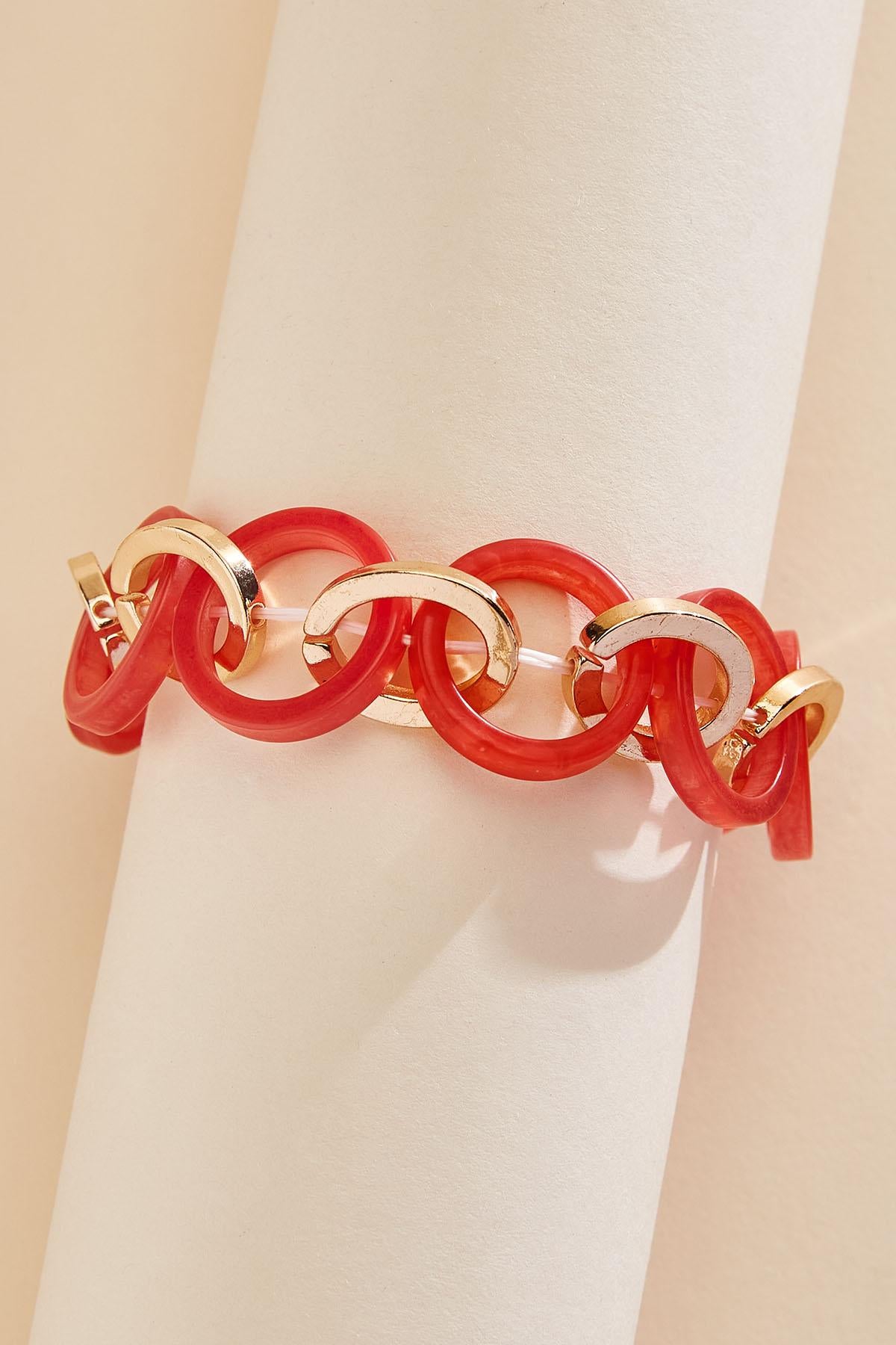 lucite gold link stretch bracelet Versona Jewelry