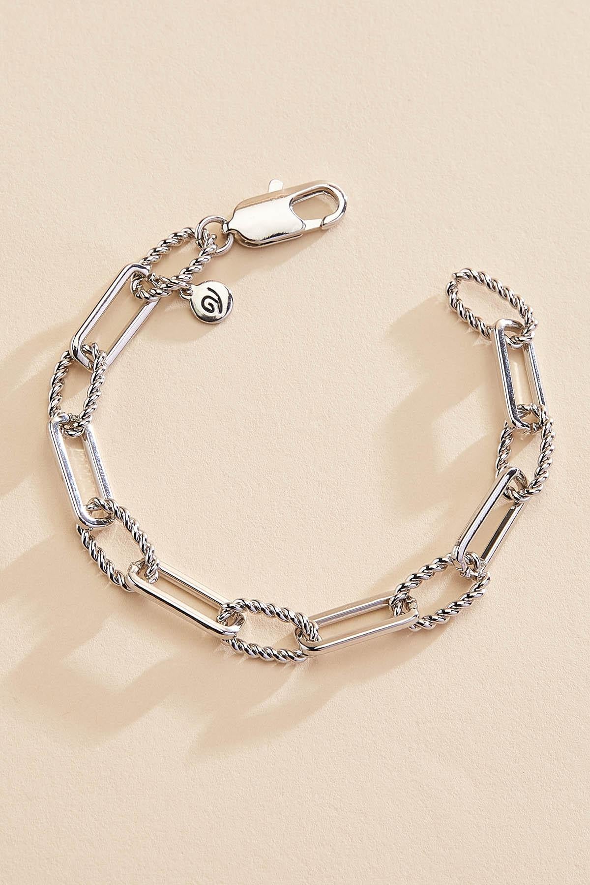 silver textured chain link bracelet Versona Jewelry
