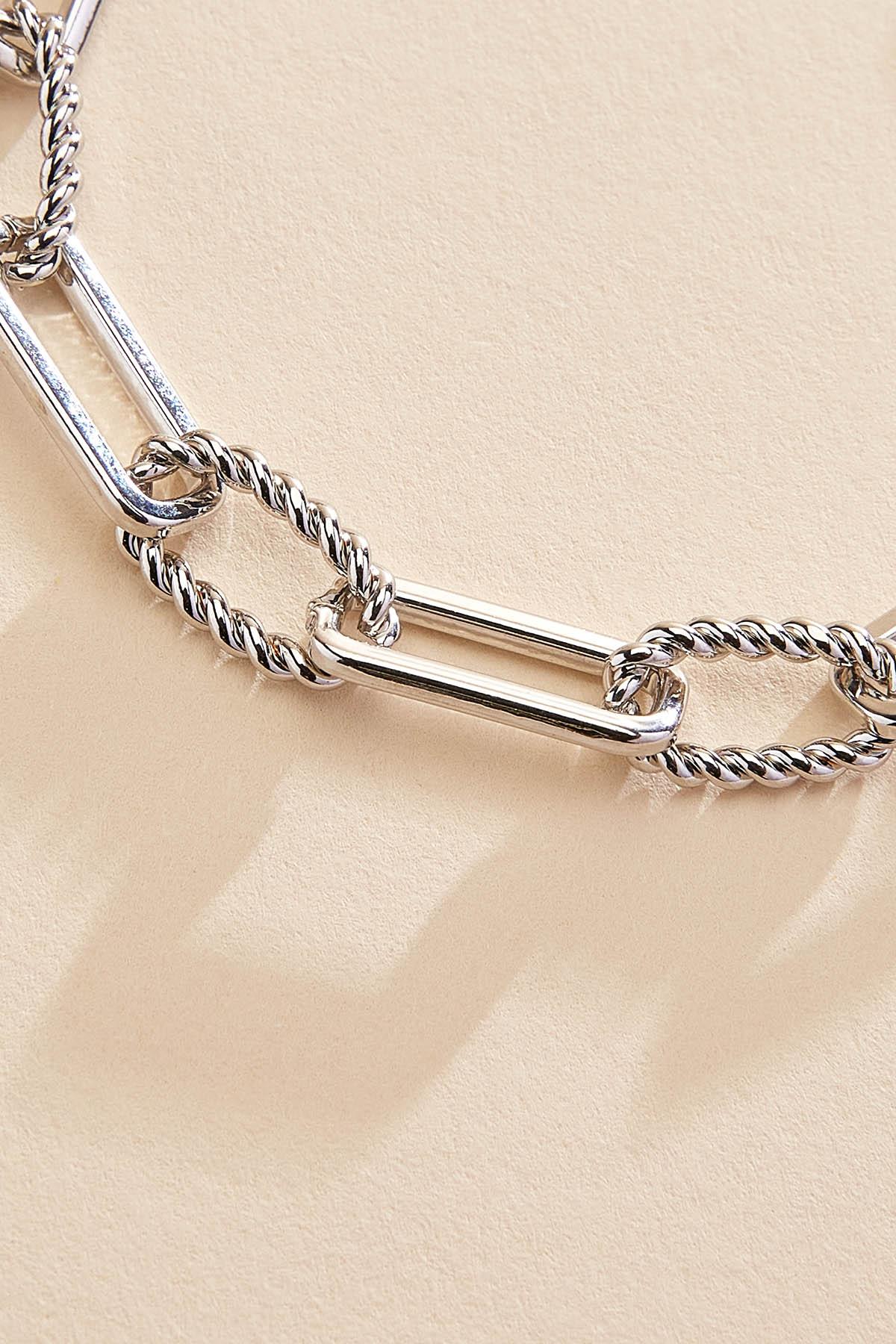 silver textured chain link bracelet Versona Jewelry
