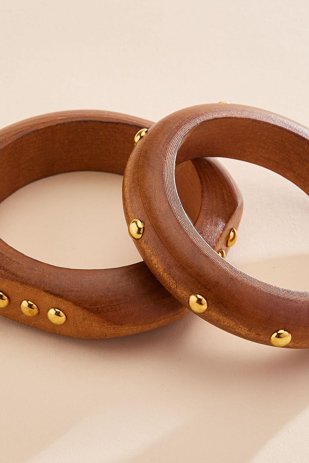 gold studded wood bangle bracelet stack set Versona Jewelry