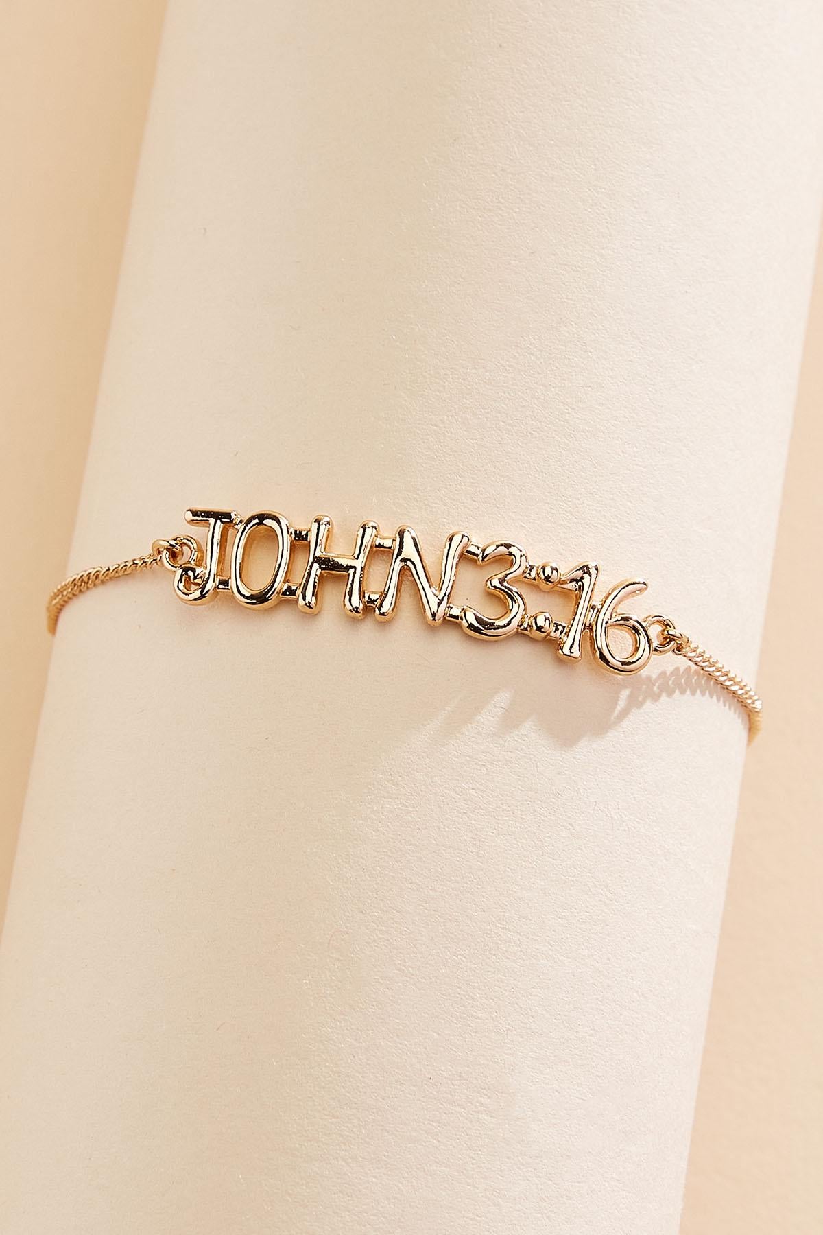 gold john 3:16 bubble letter bracelet Versona Jewelry
