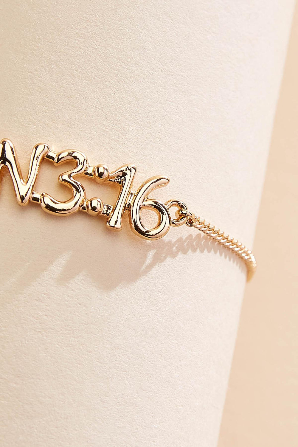 gold john 3:16 bubble letter bracelet Versona Jewelry