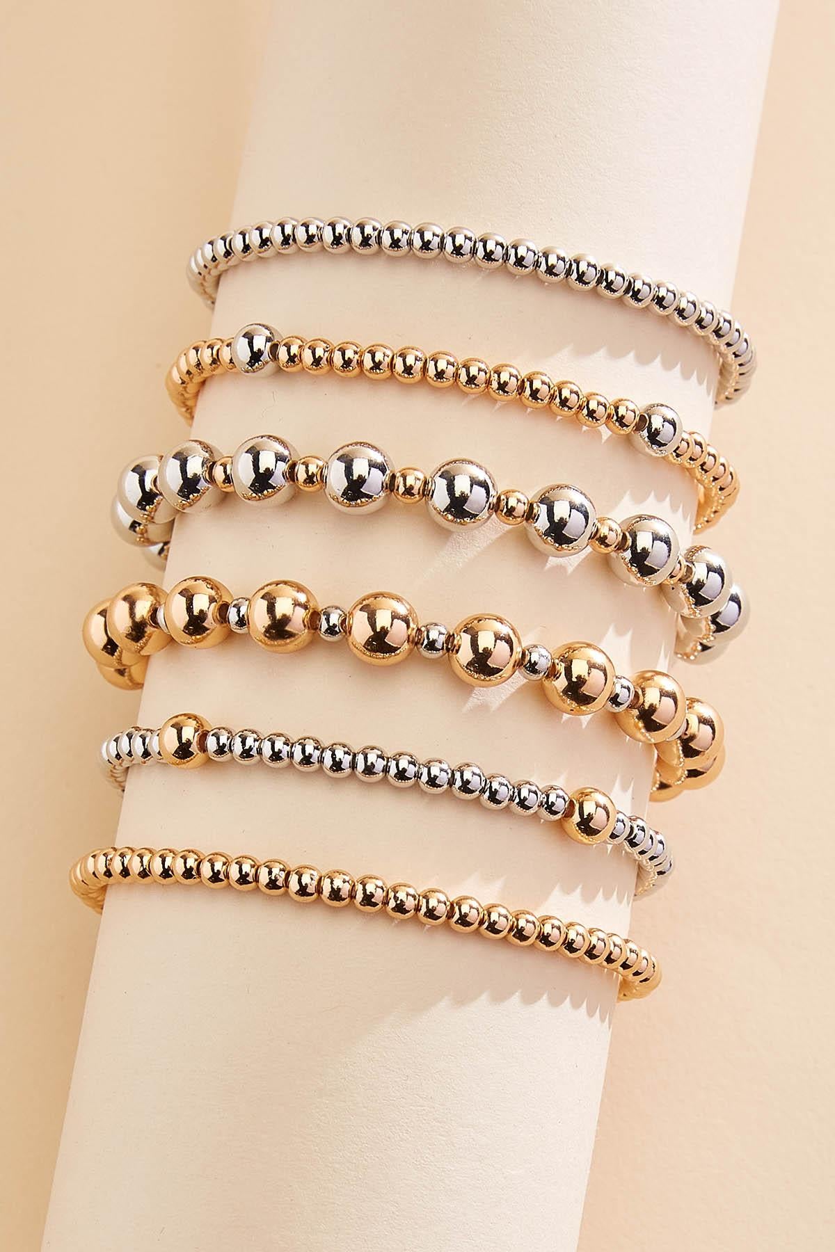 two tone ball beaded bracelet set Versona Jewelry
