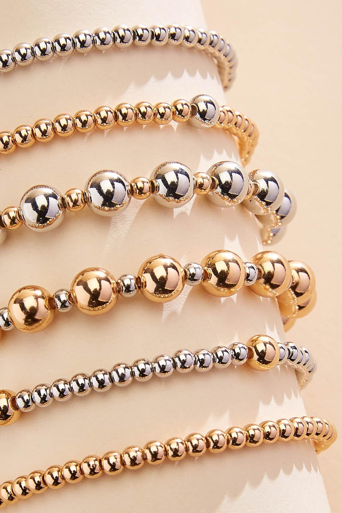 two tone ball beaded bracelet set Versona Jewelry