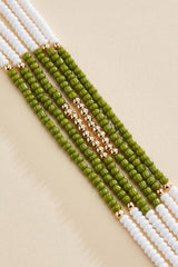 white green seed bead layered bracelet Versona Jewelry