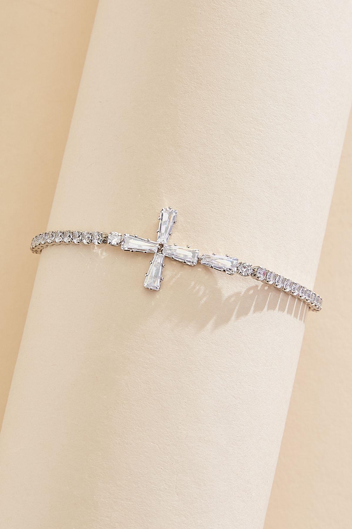 cubic zirconia cross bracelet Versona Jewelry