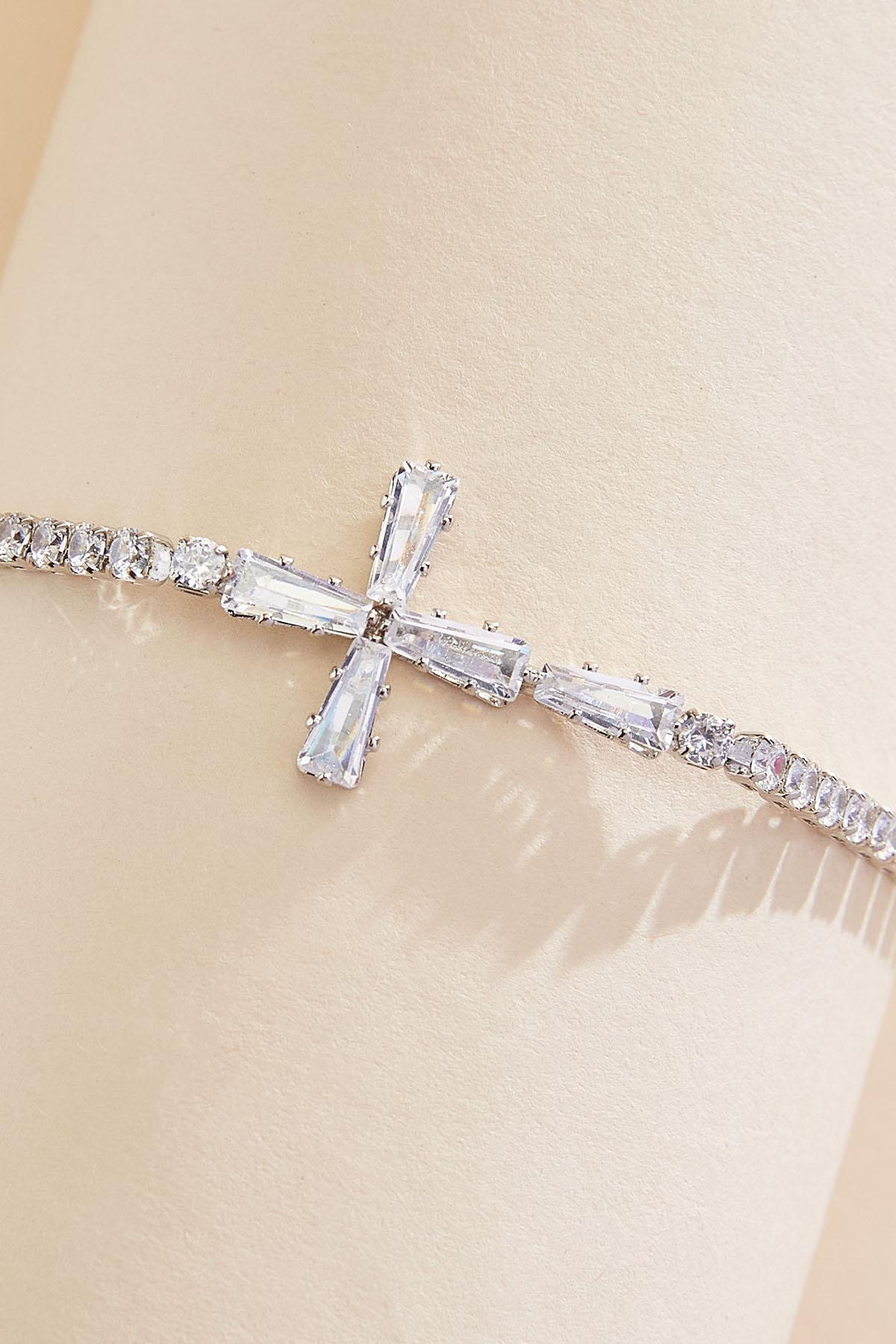 cubic zirconia cross bracelet Versona Jewelry