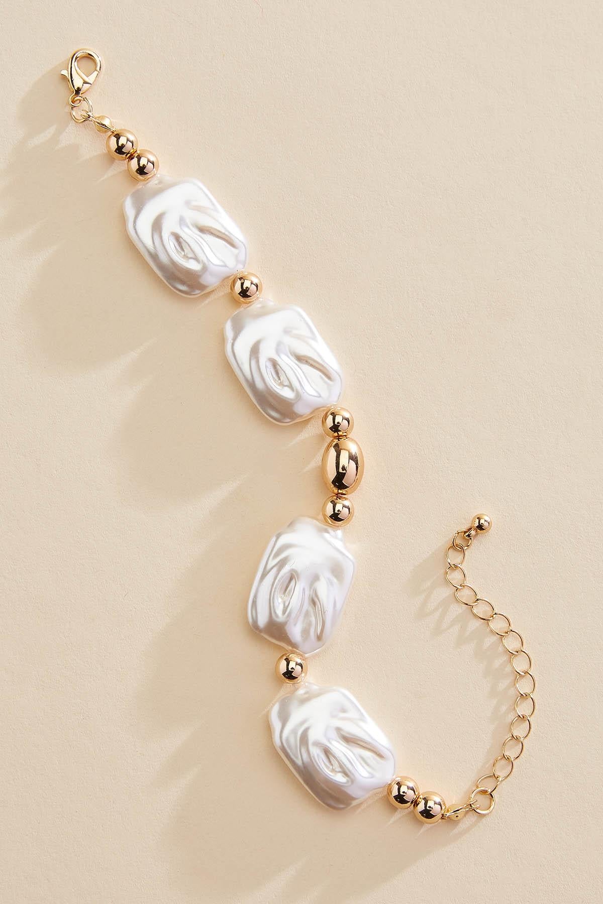 hammered pearl gold bracelet Versona Jewelry
