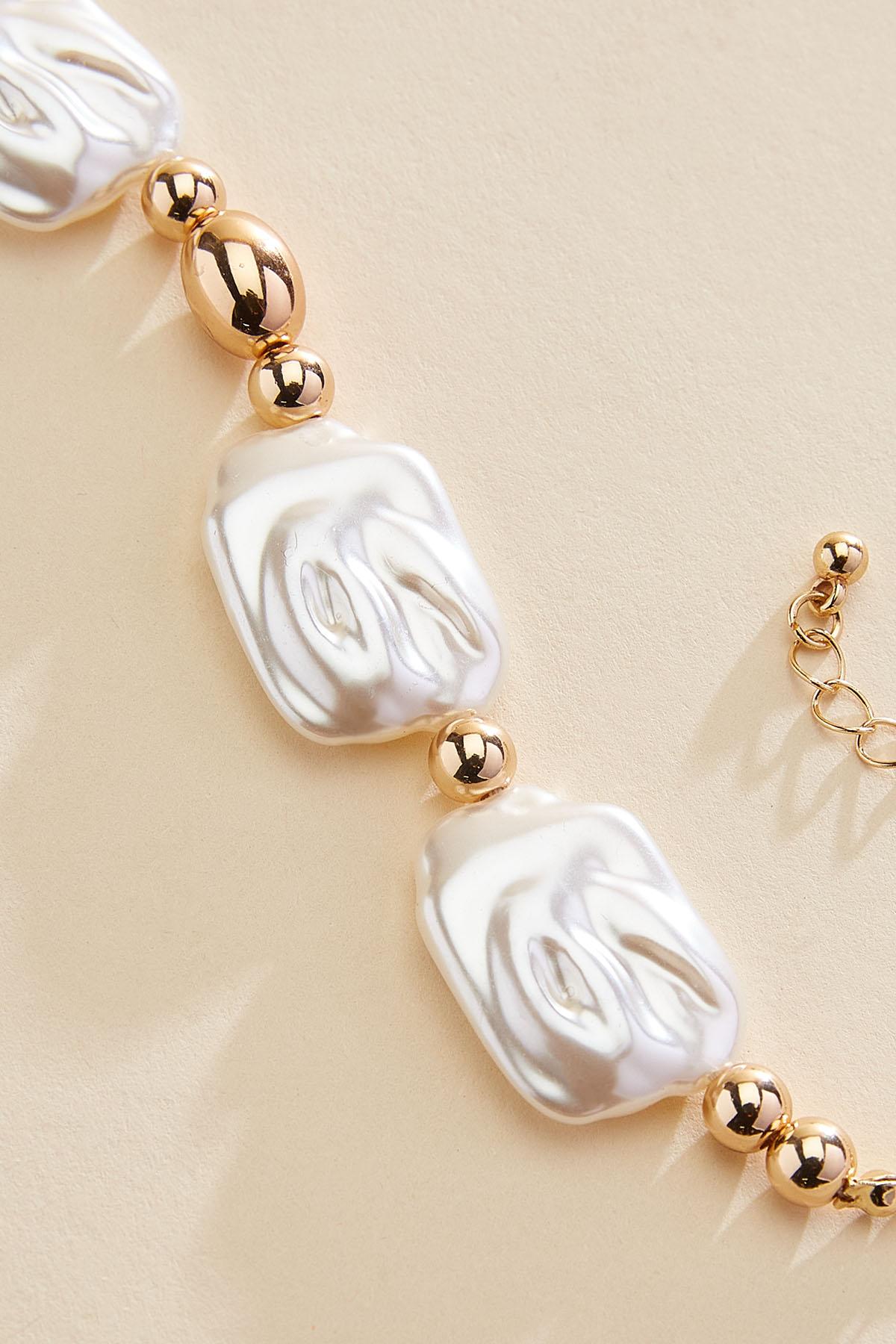 hammered pearl gold bracelet Versona Jewelry