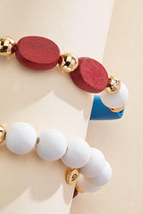 americana wood beaded bracelet set Versona Jewelry|Sale