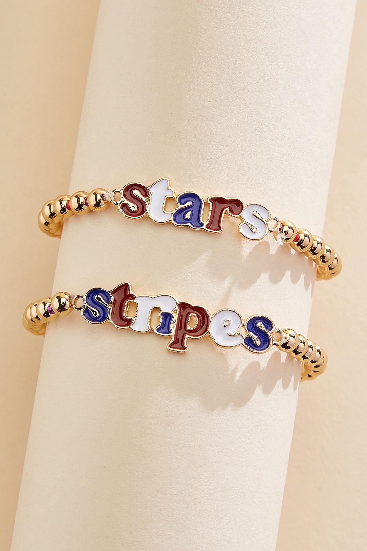 stars and stripes beaded bracelet set Versona Jewelry