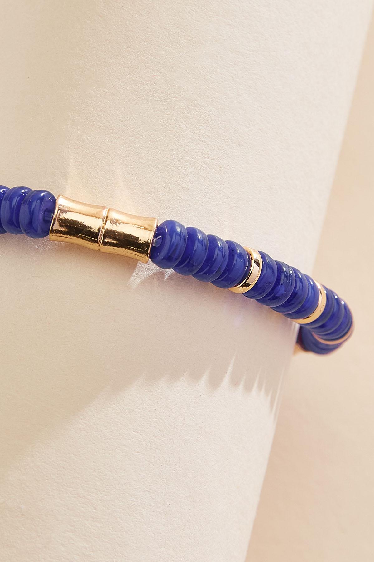 blue gold link beaded bracelet Versona Jewelry