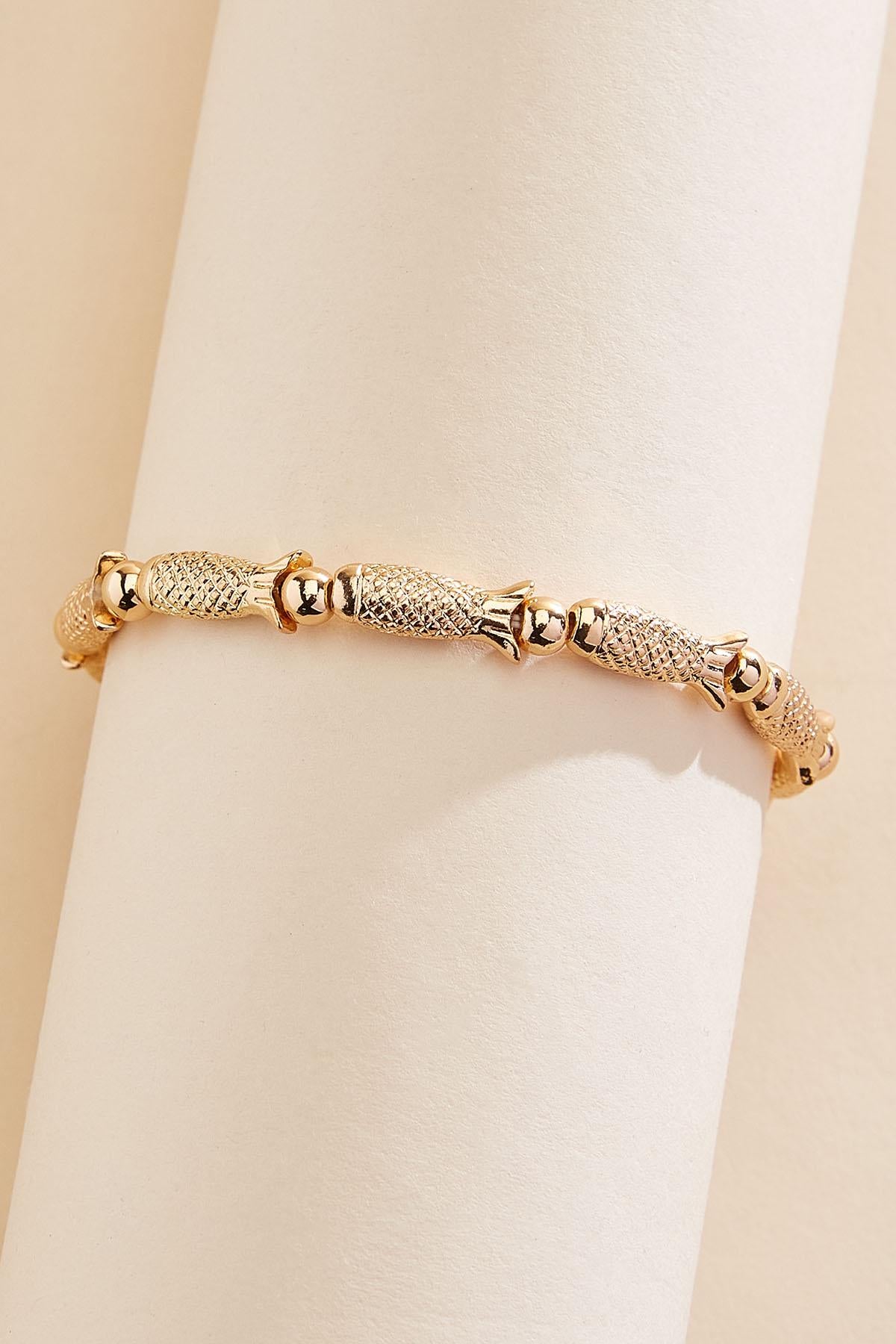 gold fish icon stretch bracelet Versona Jewelry