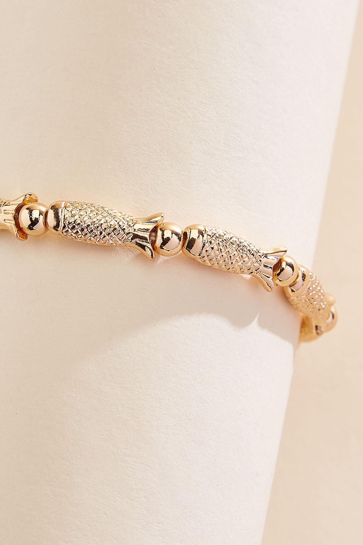 gold fish icon stretch bracelet Versona Jewelry