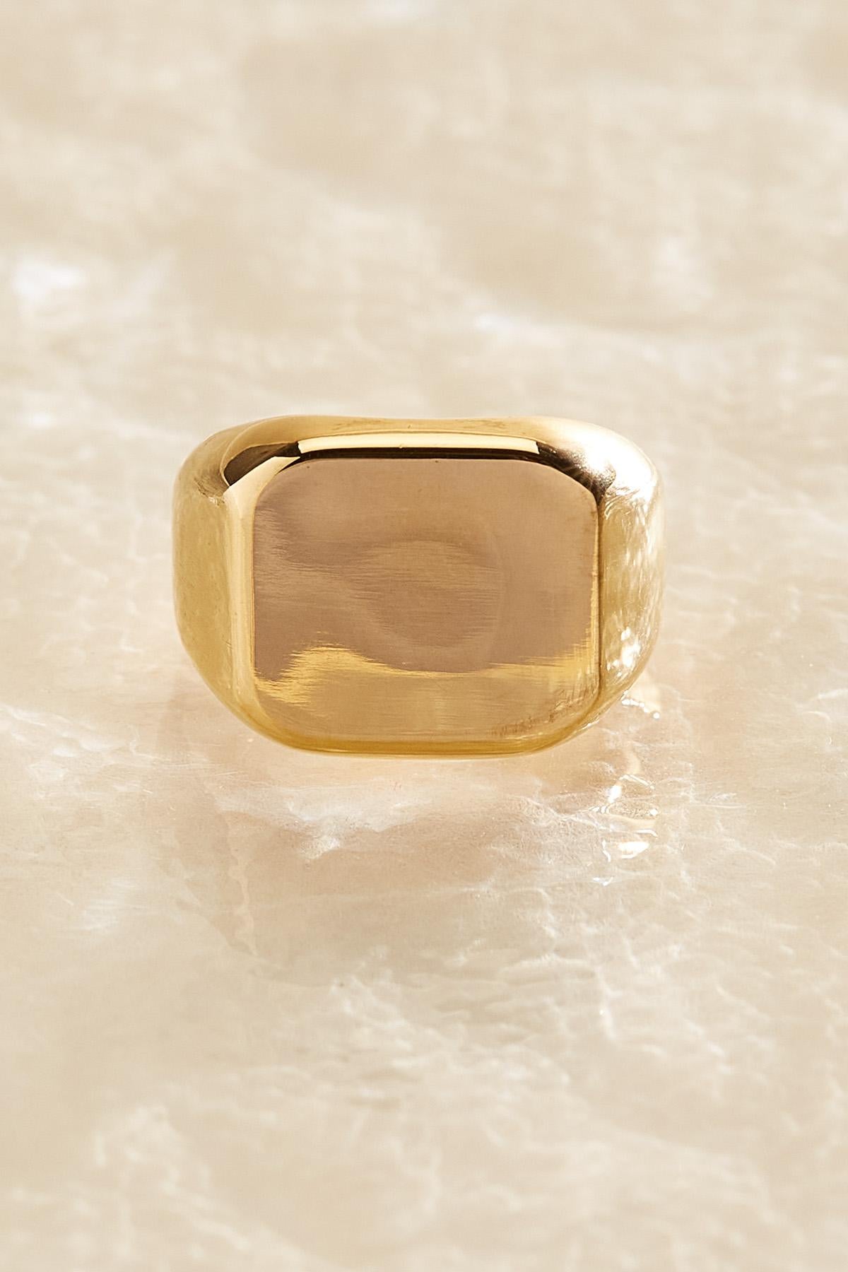 waterproof gold signet pinky ring Versona Jewelry