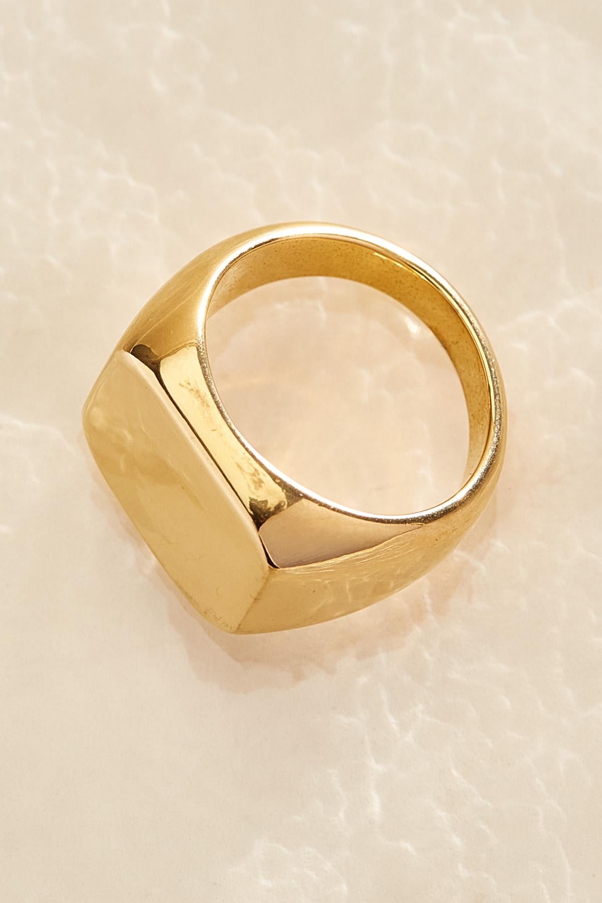 waterproof gold signet pinky ring Versona Jewelry