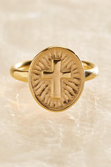waterproof oval cross pinky ring Versona Jewelry