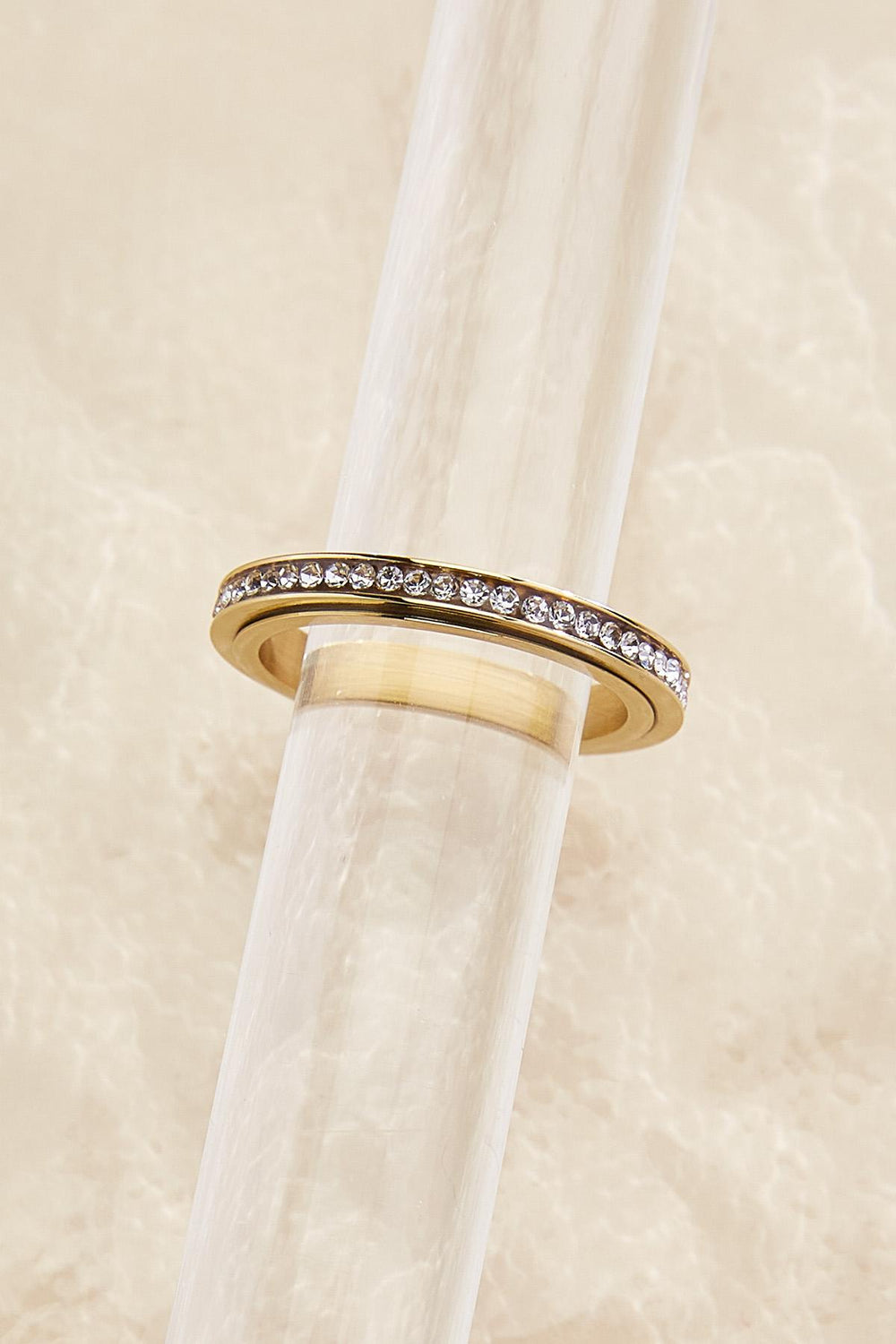 waterproof glass embellished fidget ring Versona Jewelry