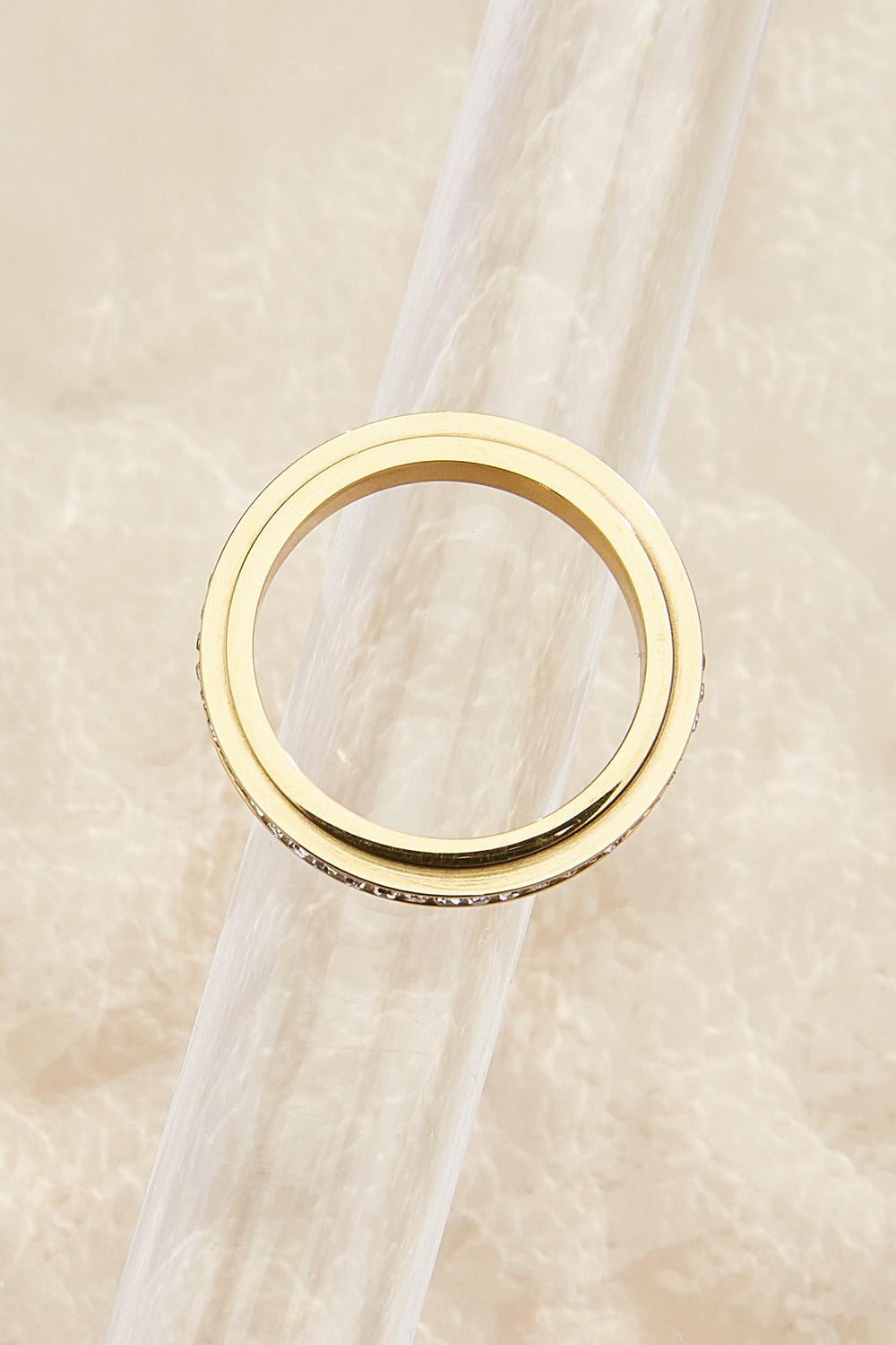 waterproof glass embellished fidget ring Versona Jewelry