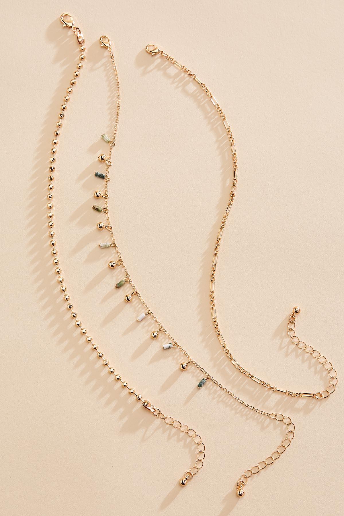 semi- precious beaded gold chain anklet set Versona Jewelry