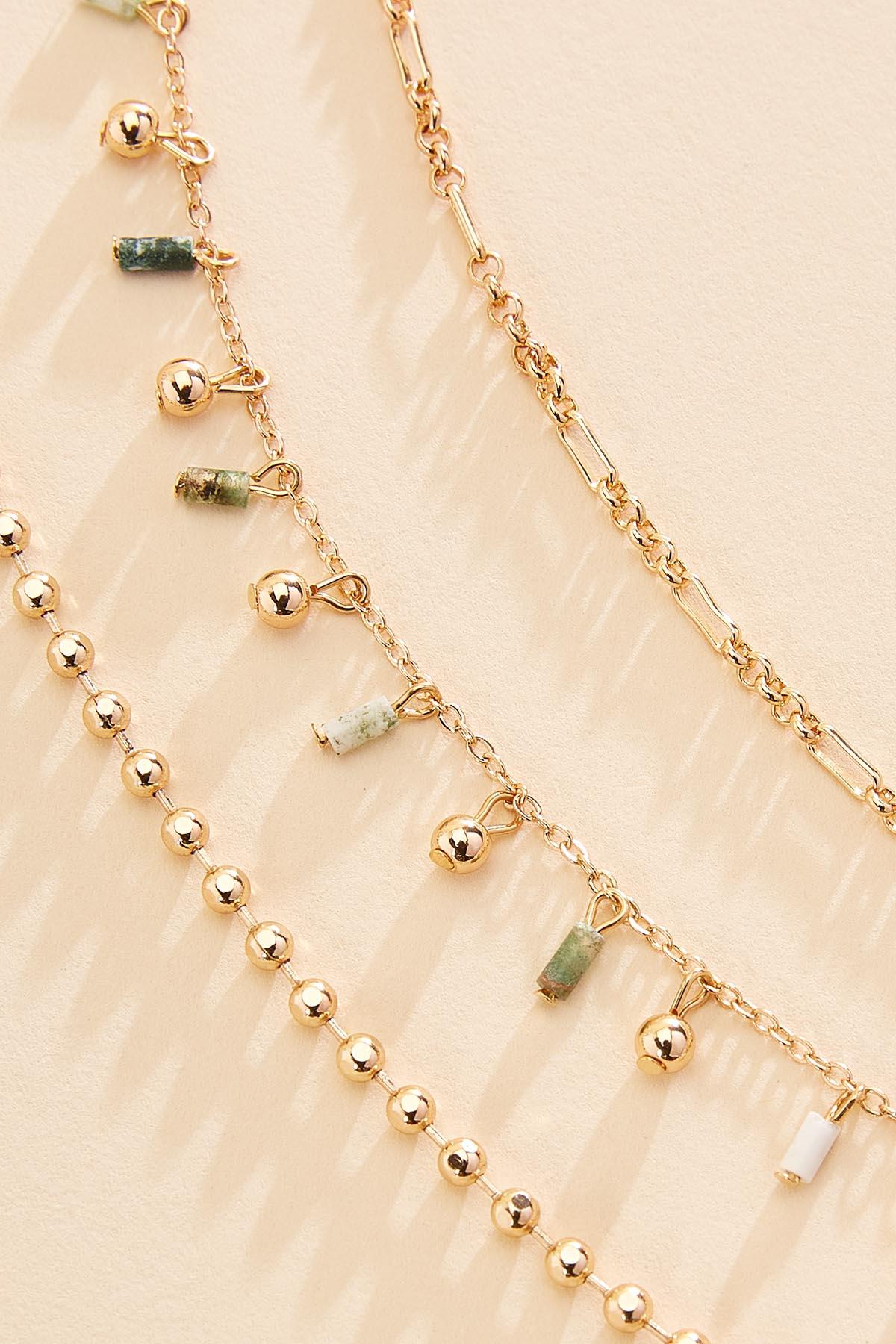 semi- precious beaded gold chain anklet set Versona Jewelry