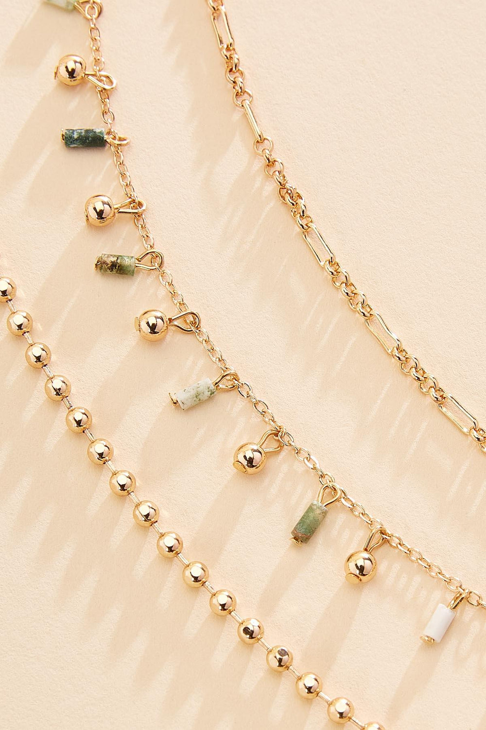 semi- precious beaded gold chain anklet set Versona Jewelry