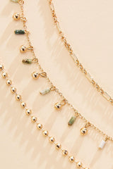 semi- precious beaded gold chain anklet set Versona Jewelry