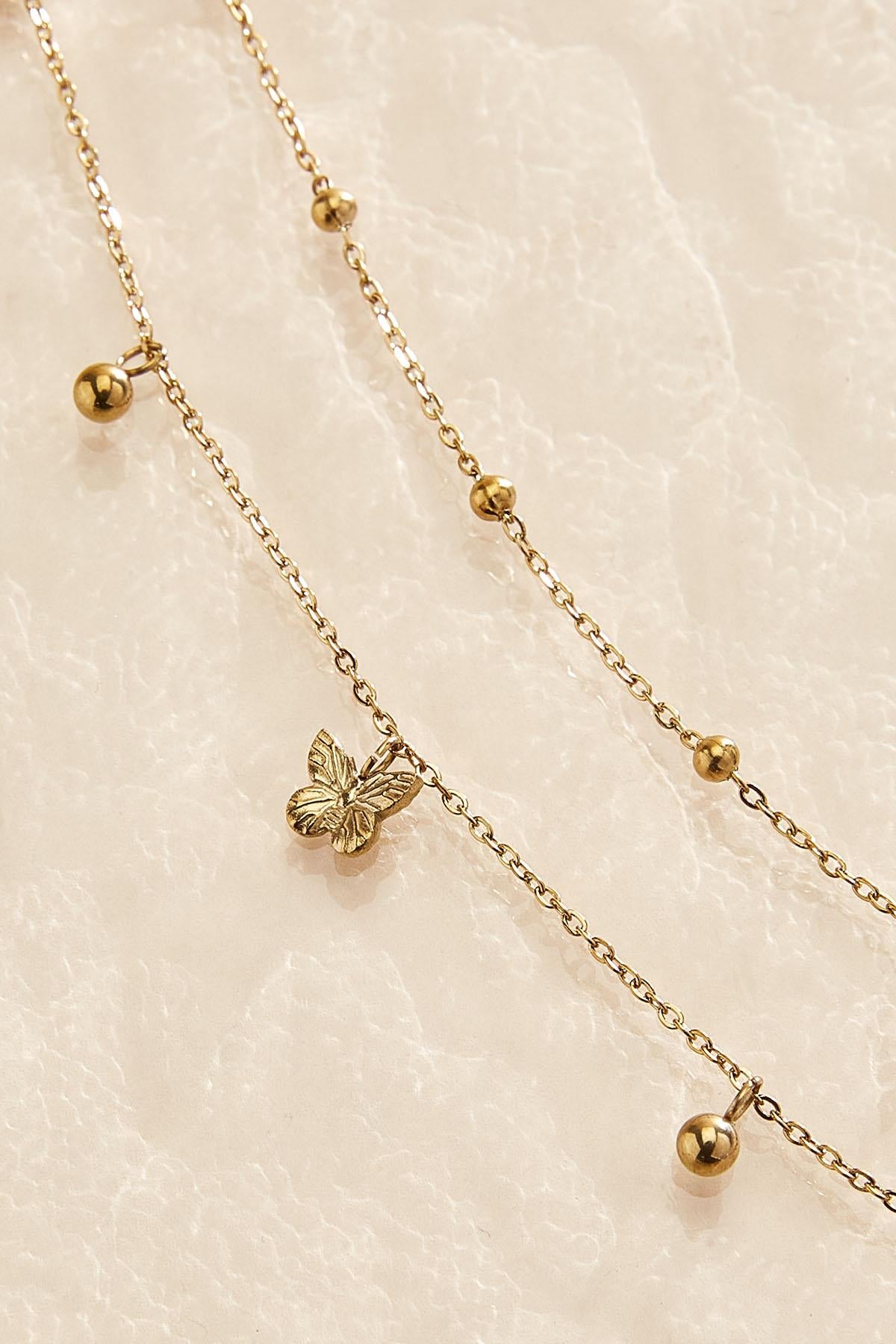 waterproof butterfly icon layered anklet Versona Jewelry