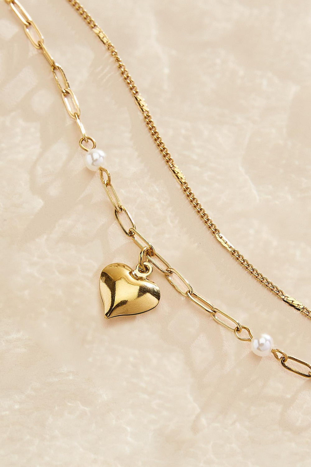 waterproof heart charm layered anklet Versona Jewelry