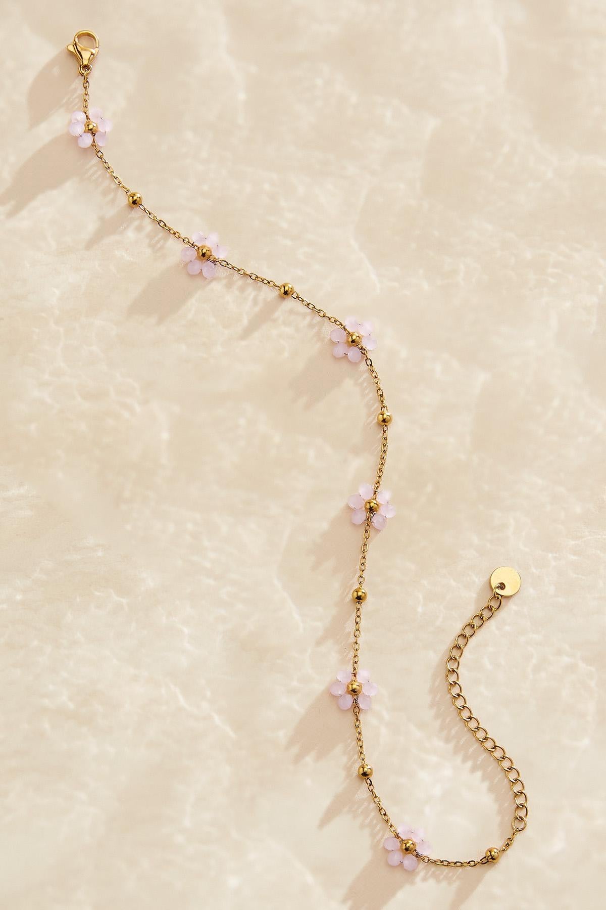 waterproof glass flower anklet Versona Jewelry