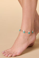 waterproof pearl turquoise illusion anklet Versona Jewelry