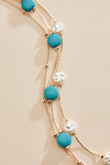 waterproof pearl turquoise illusion anklet Versona Jewelry