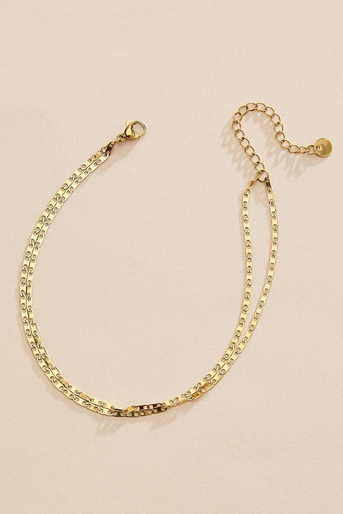 waterproof flat layered chain anklet Versona Jewelry